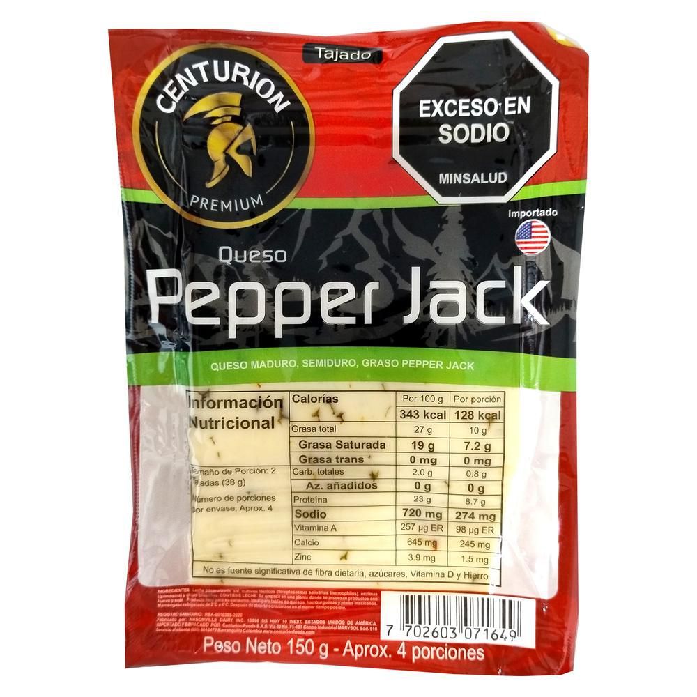 Imagen de Queso CENTURION Pepper Jack Tajado (150  gr)