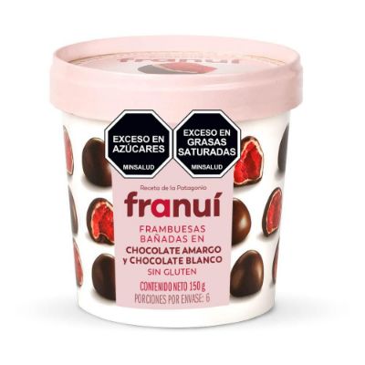 Imagen de Frambuesas FRANUI bañadas chocolate blanco y amargo (150  gr)
