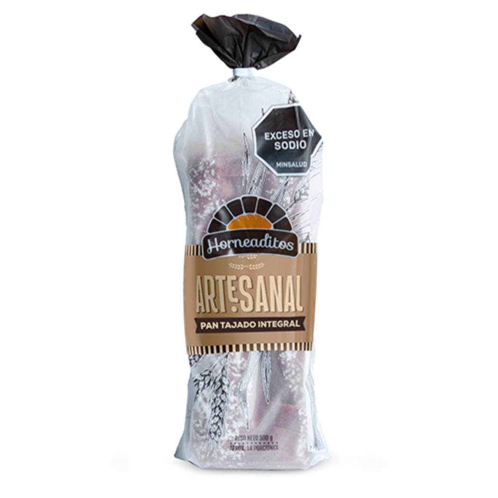 Imagen de PAN TAJADO ARTESANAL INTEGRAL HORNEADITOS 500 G...